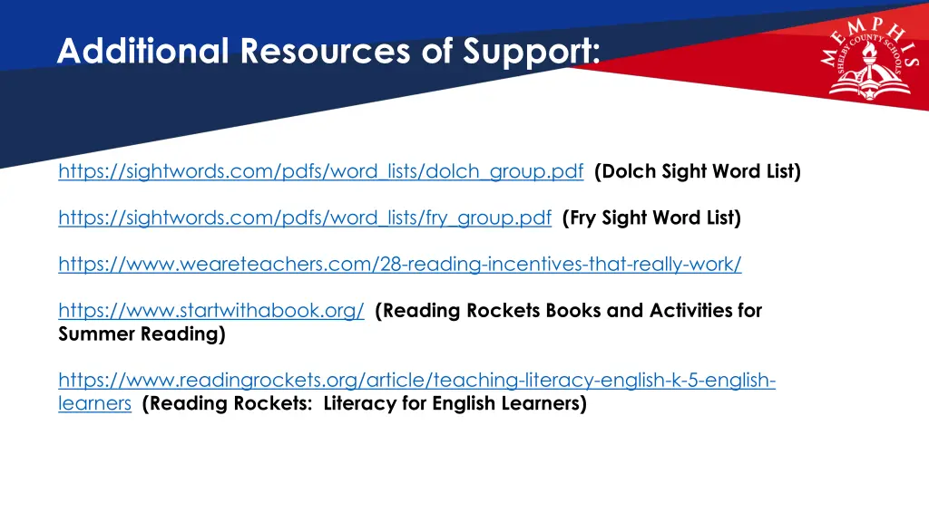 additional resources of support 1