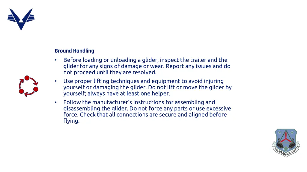 ground handling before loading or unloading