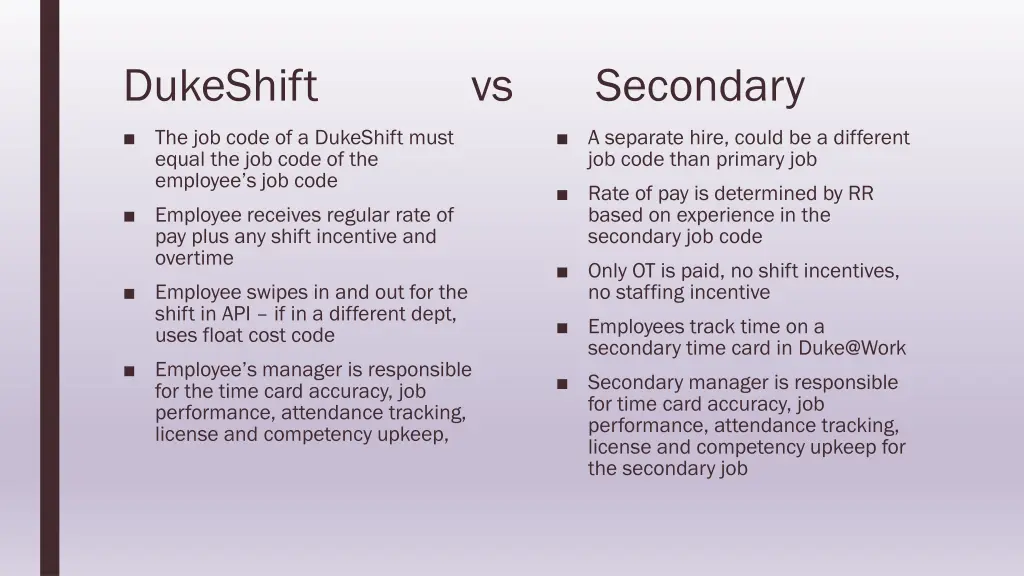 dukeshift vs secondary 1