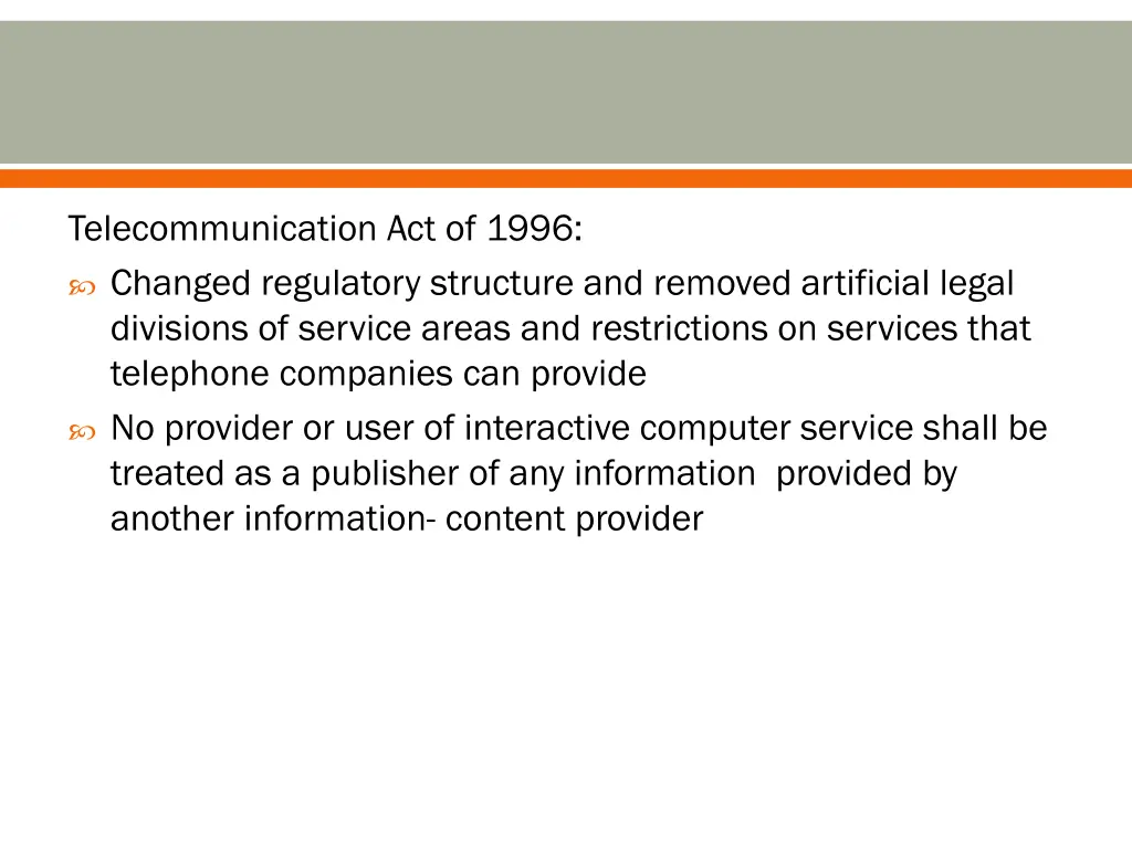 telecommunication act of 1996 changed regulatory