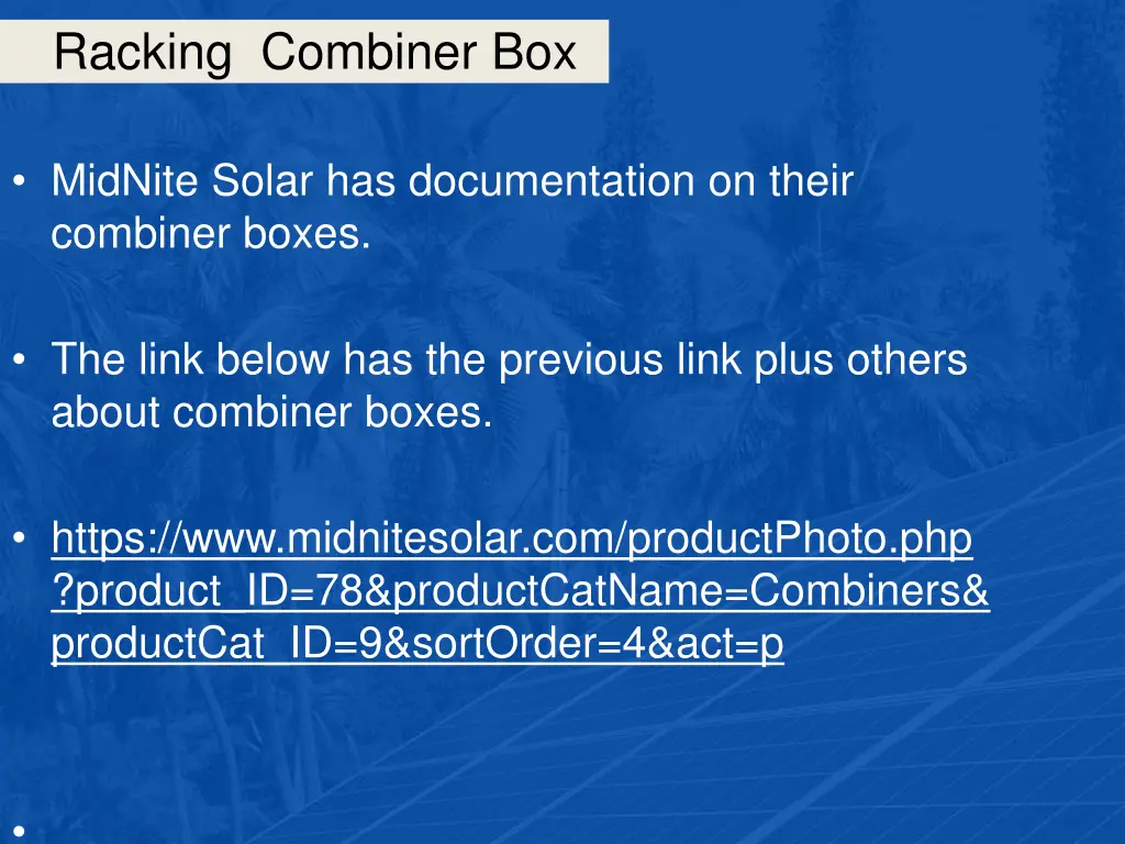 racking combiner box 14