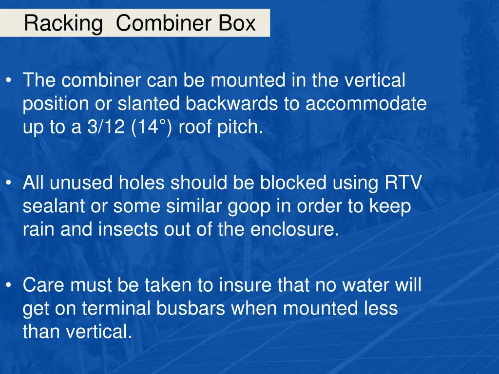 racking combiner box 27