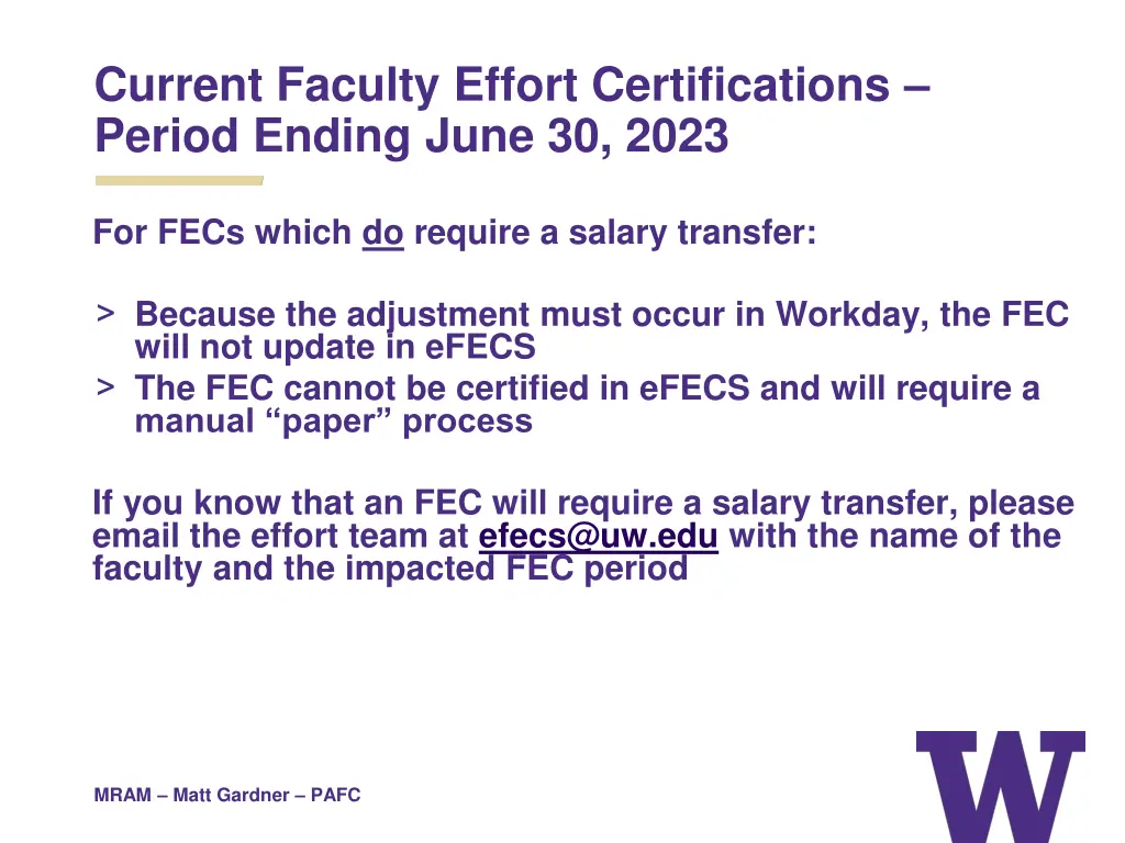 current faculty effort certifications period 2