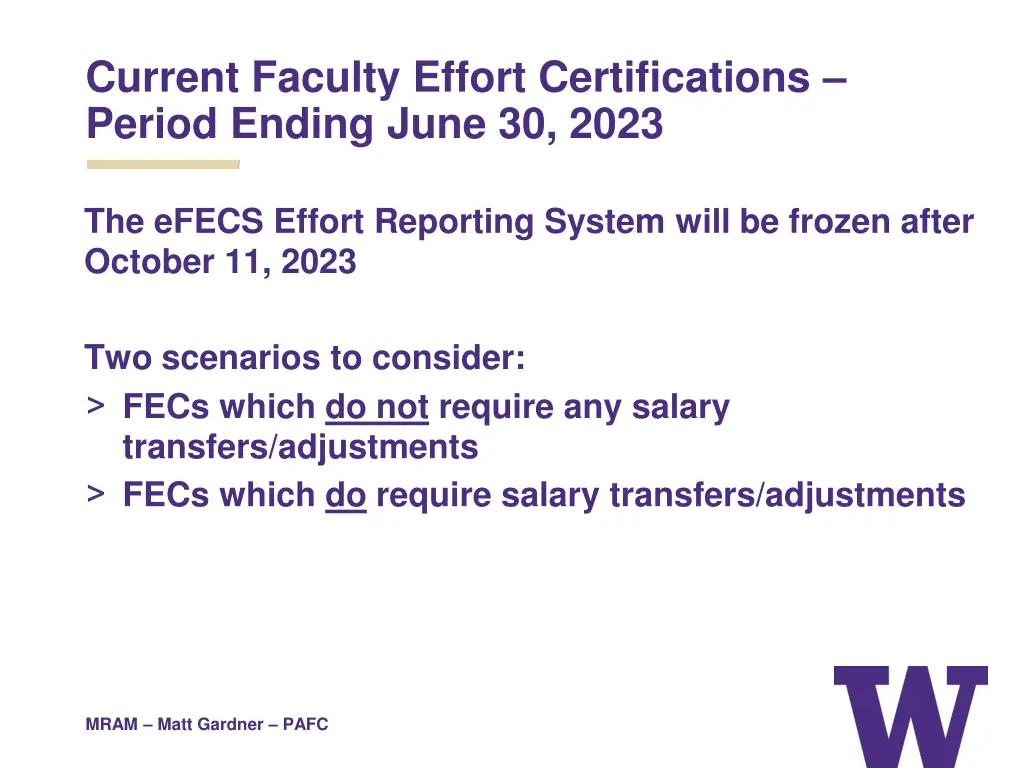 current faculty effort certifications period