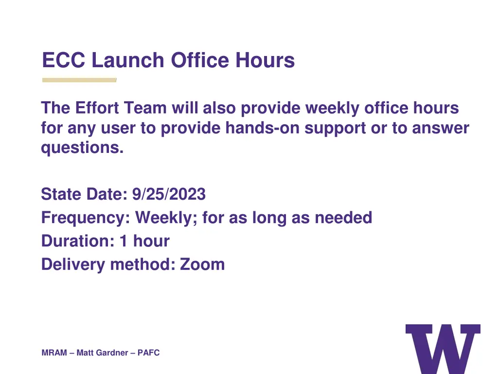 ecc launch office hours