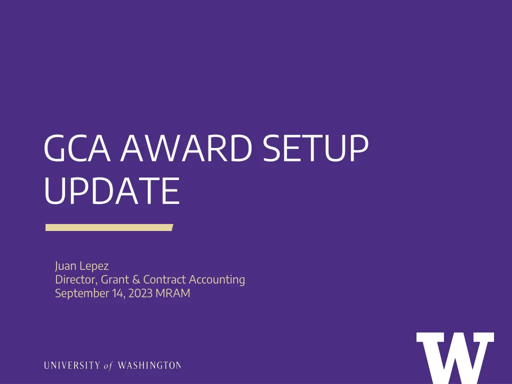 gca award setup update