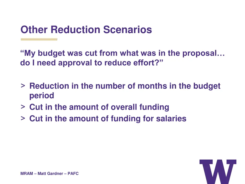 other reduction scenarios