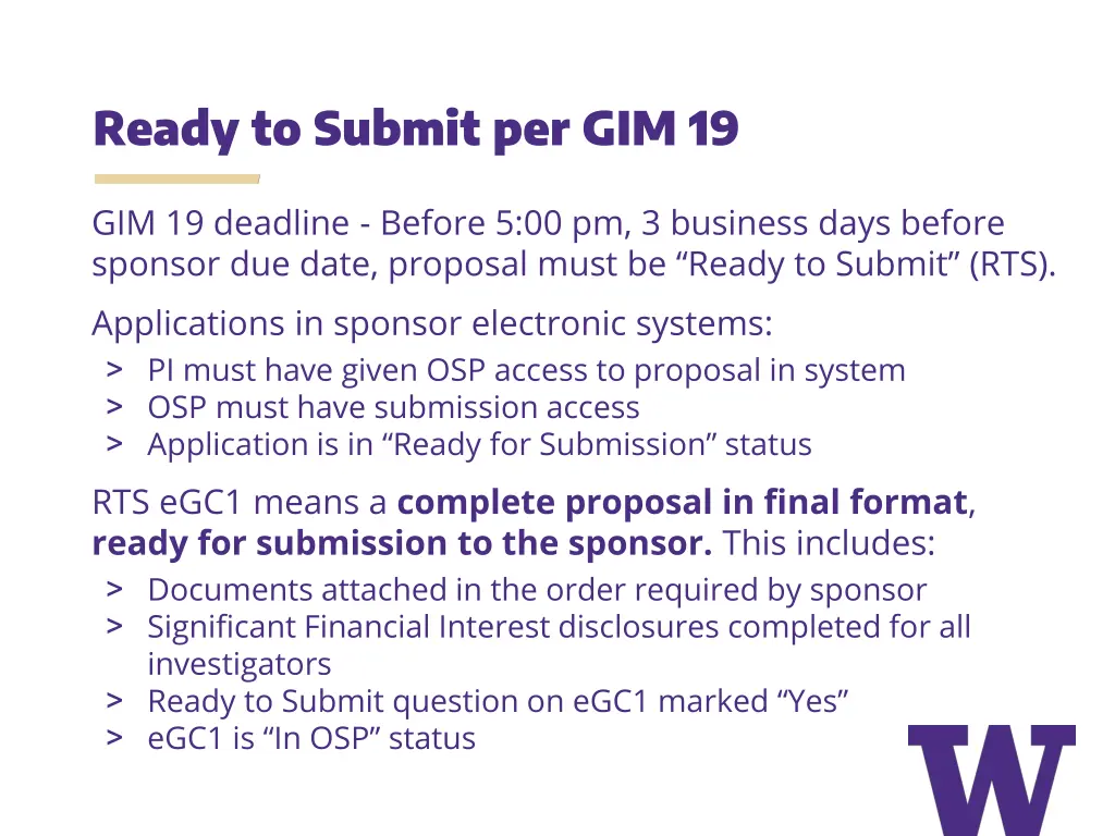 ready to submit per gim 19