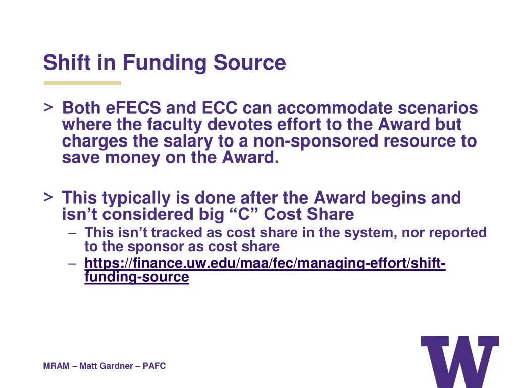 shift in funding source