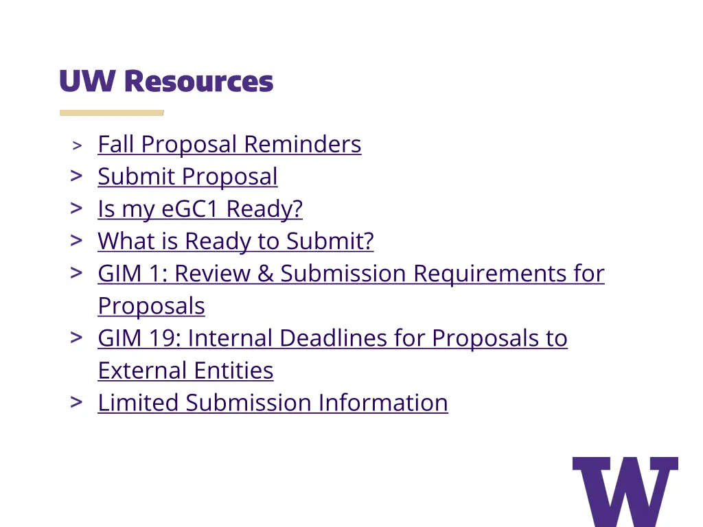 uw resources