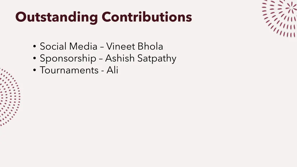 outstanding contributions