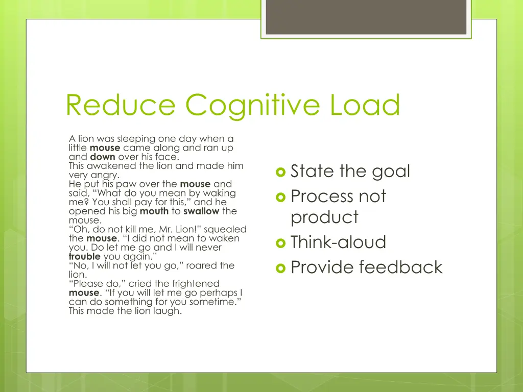 reduce cognitive load 1