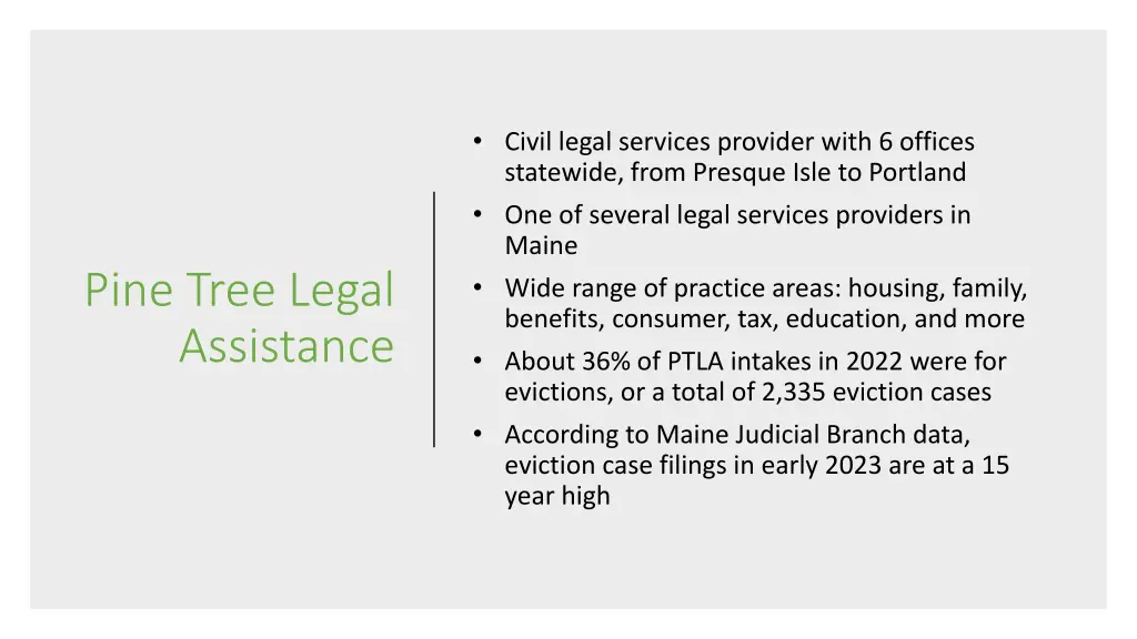 civil legal services provider with 6 offices