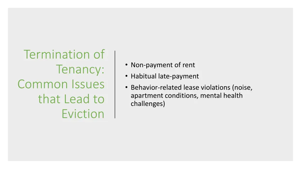 termination of tenancy common issues that lead