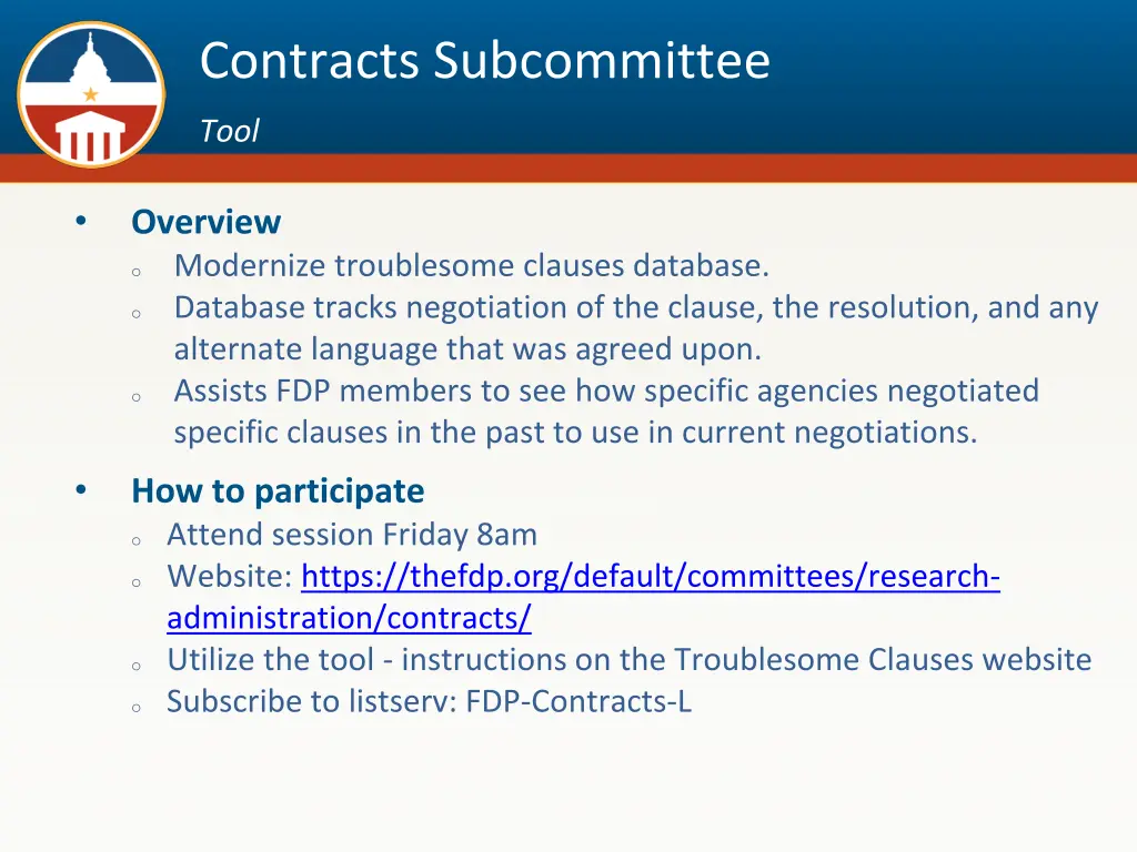 contracts subcommittee