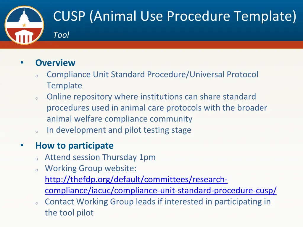 cusp animal use procedure template