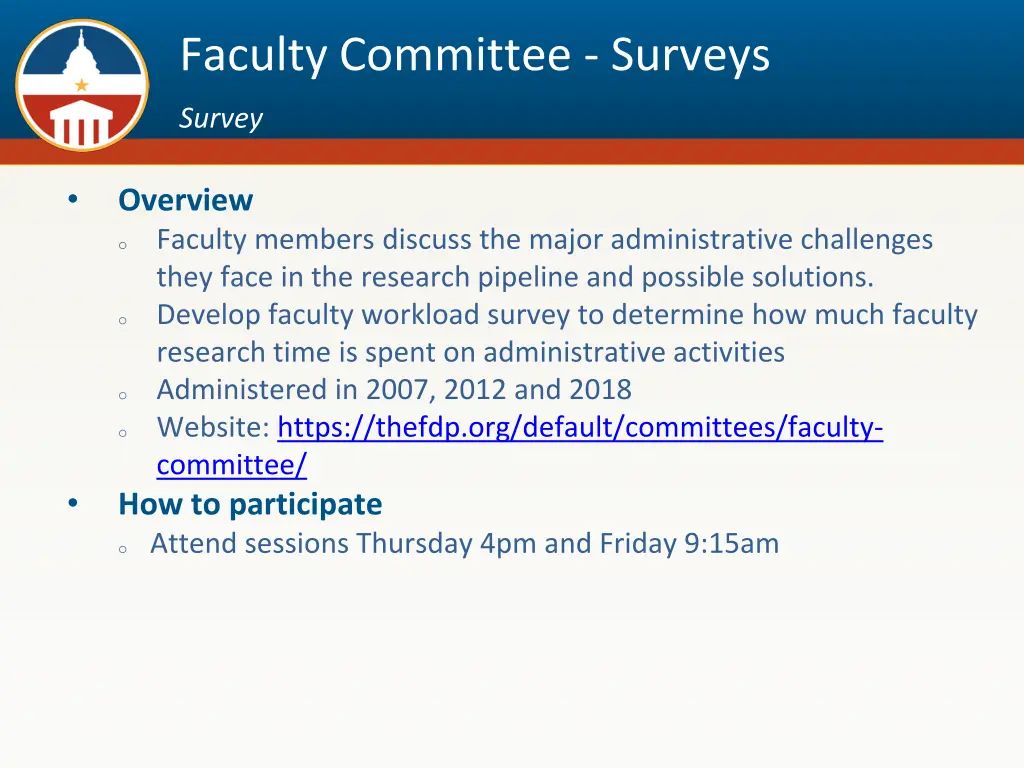 faculty committee surveys