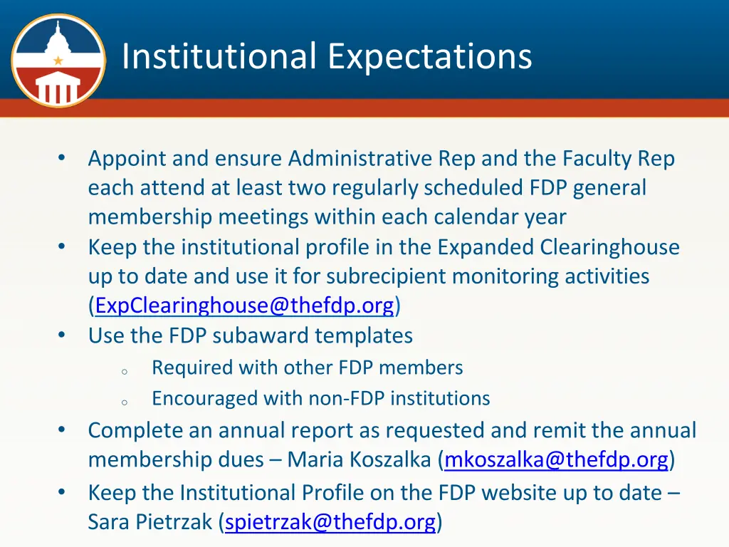 institutional expectations