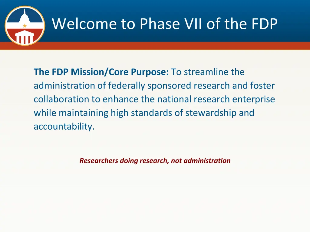 welcome to phase vii of the fdp