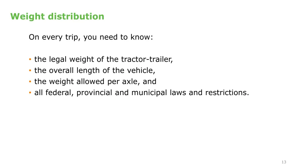 weight distribution