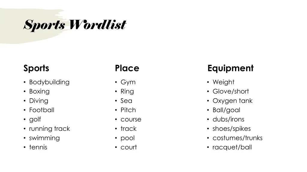 sports wordlist