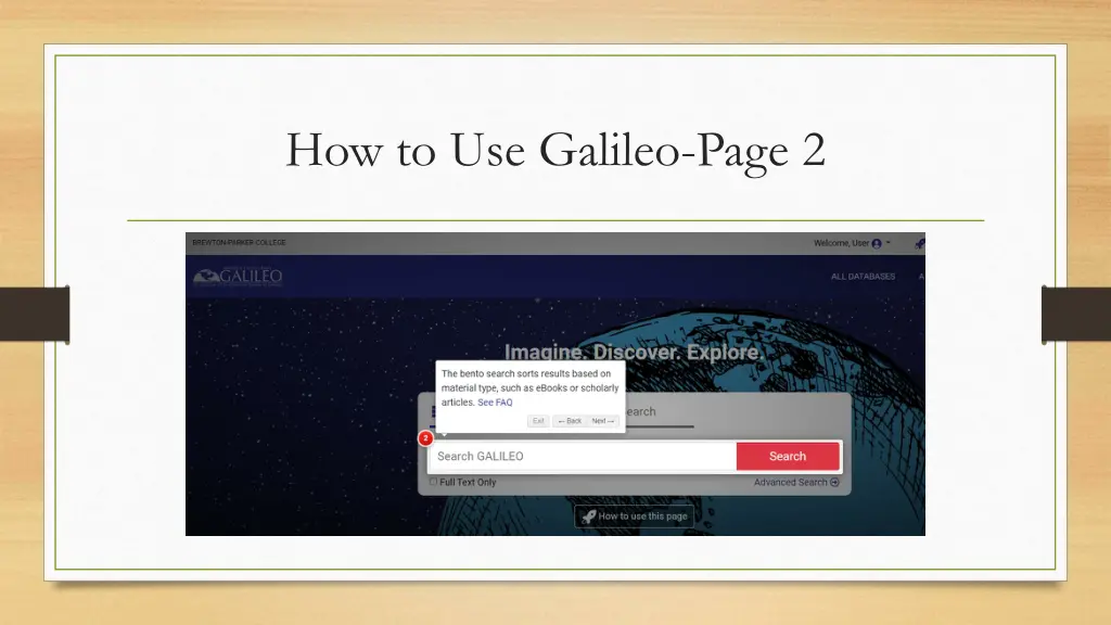 how to use galileo page 2