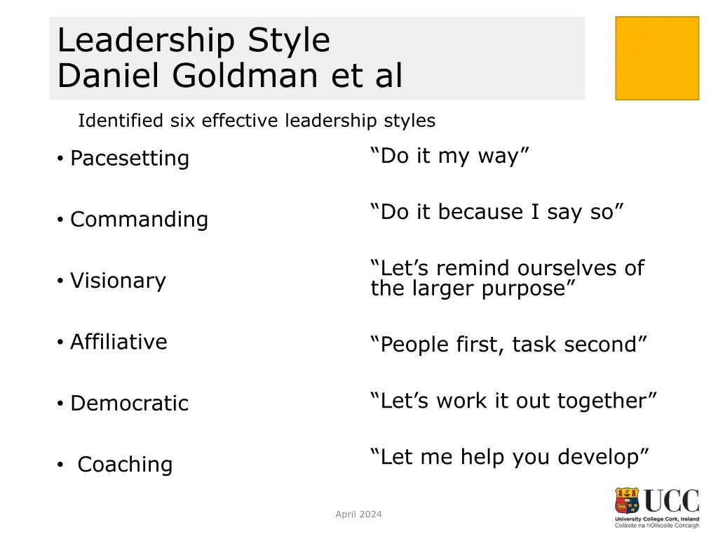 leadership style daniel goldman et al