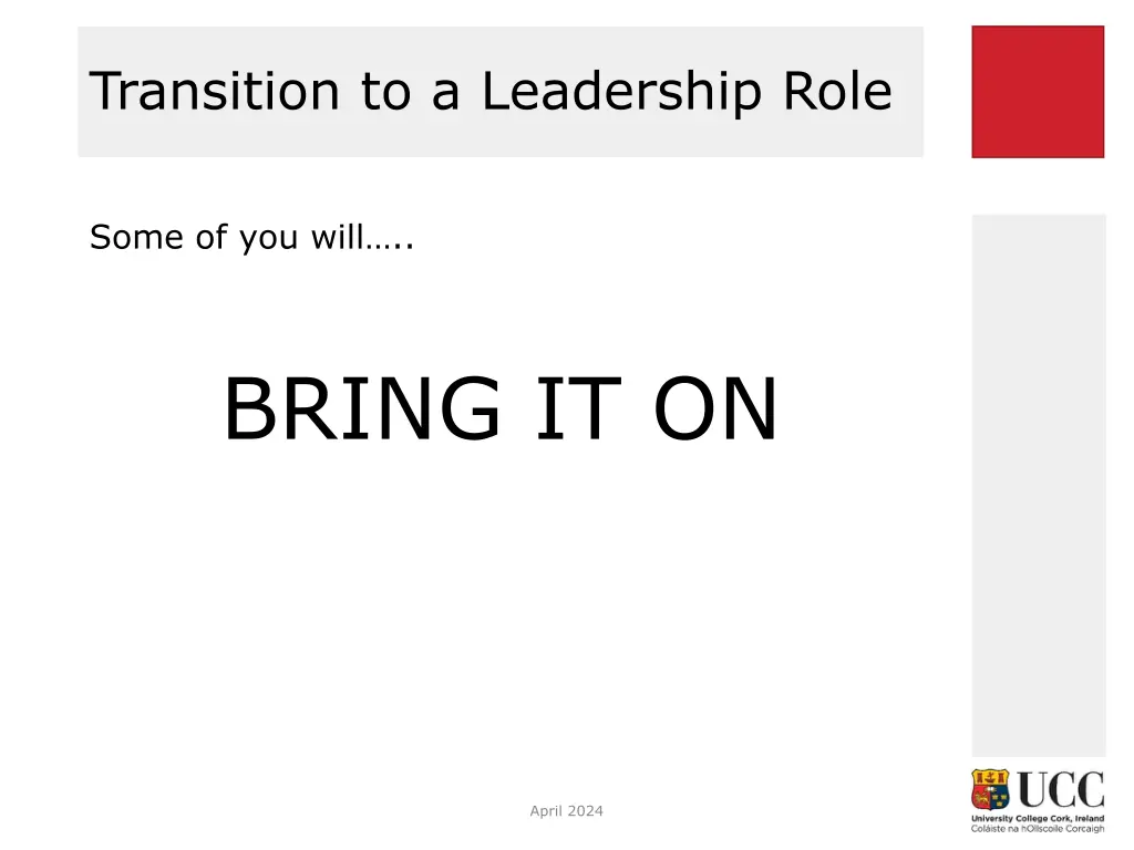 transition to a leadership role