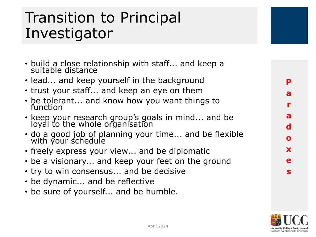 transition to principal investigator 1