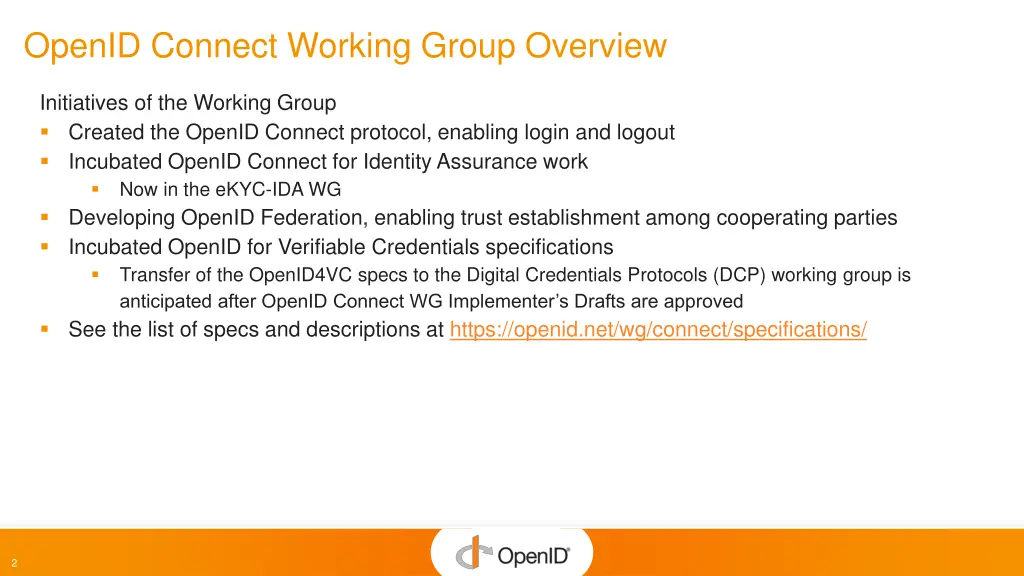openid connect working group overview