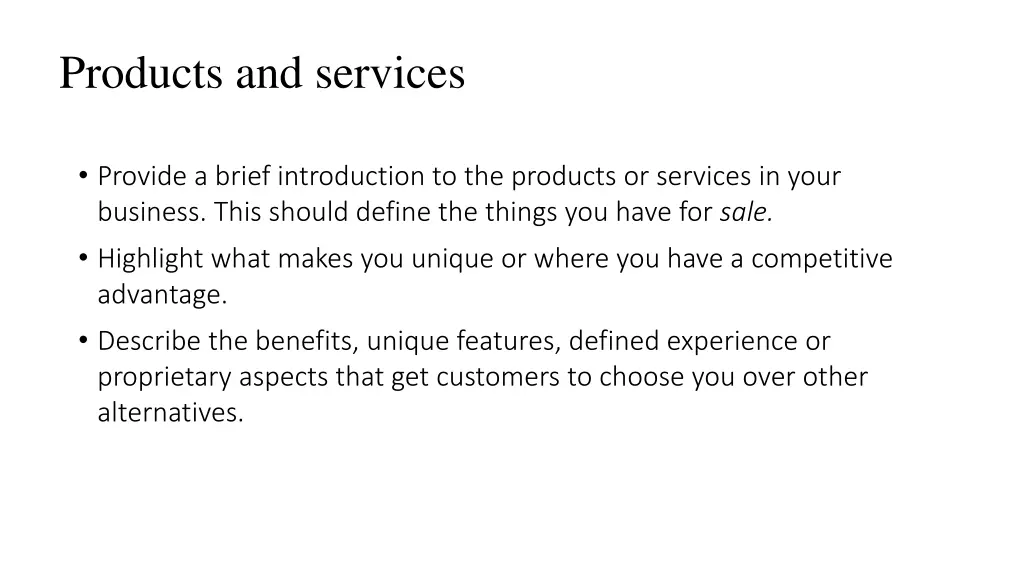 products and services