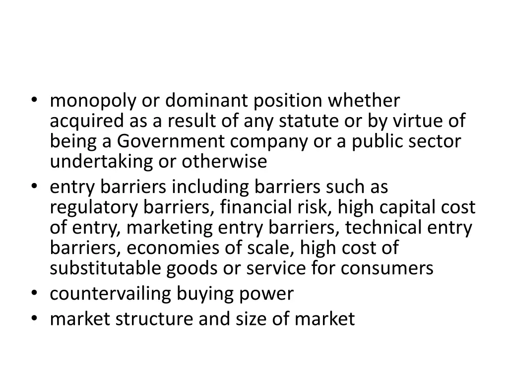 monopoly or dominant position whether acquired