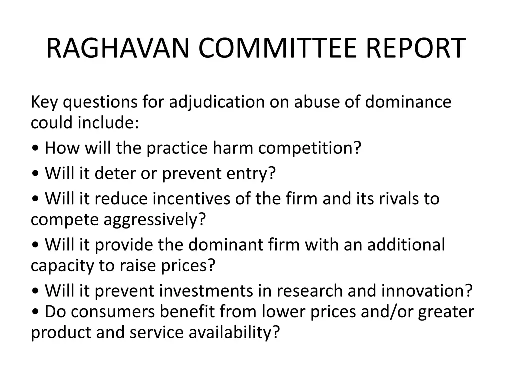 raghavan committee report