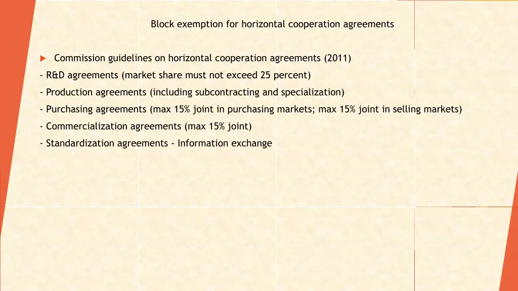 block exemption for horizontal cooperation