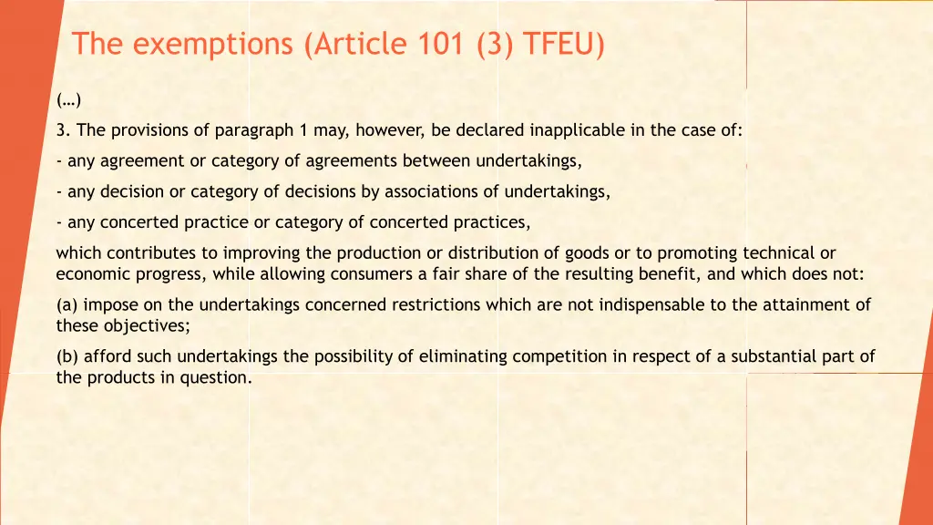 the exemptions article 101 3 tfeu