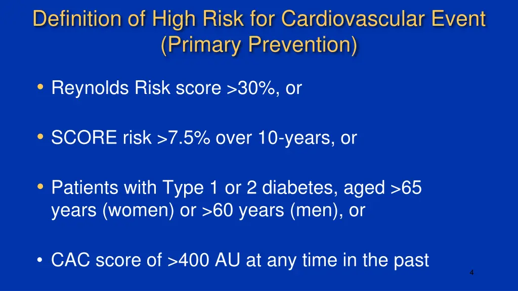 definition of high risk for cardiovascular event