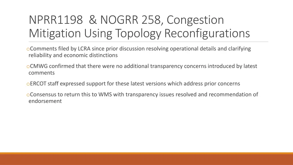 nprr1198 nogrr 258 congestion mitigation using