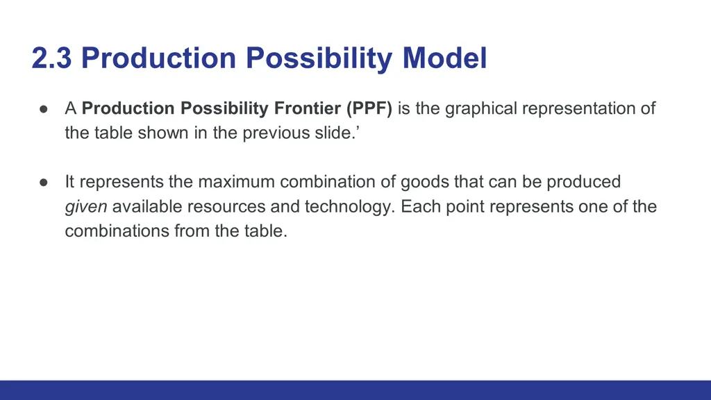 2 3 production possibility model