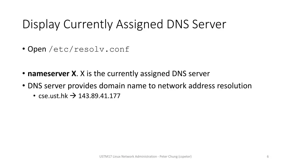 display currently assigned dns server