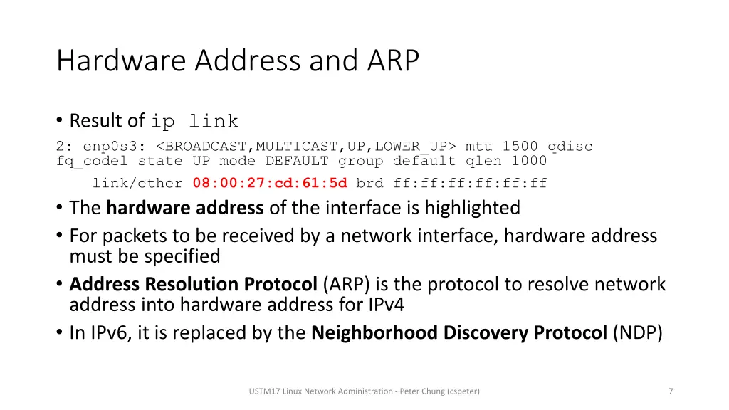 hardware address and arp