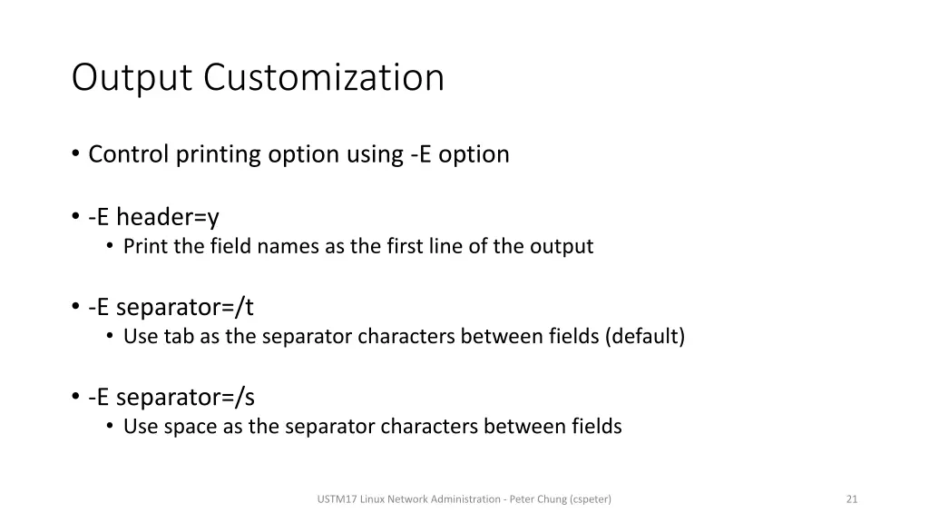 output customization 2