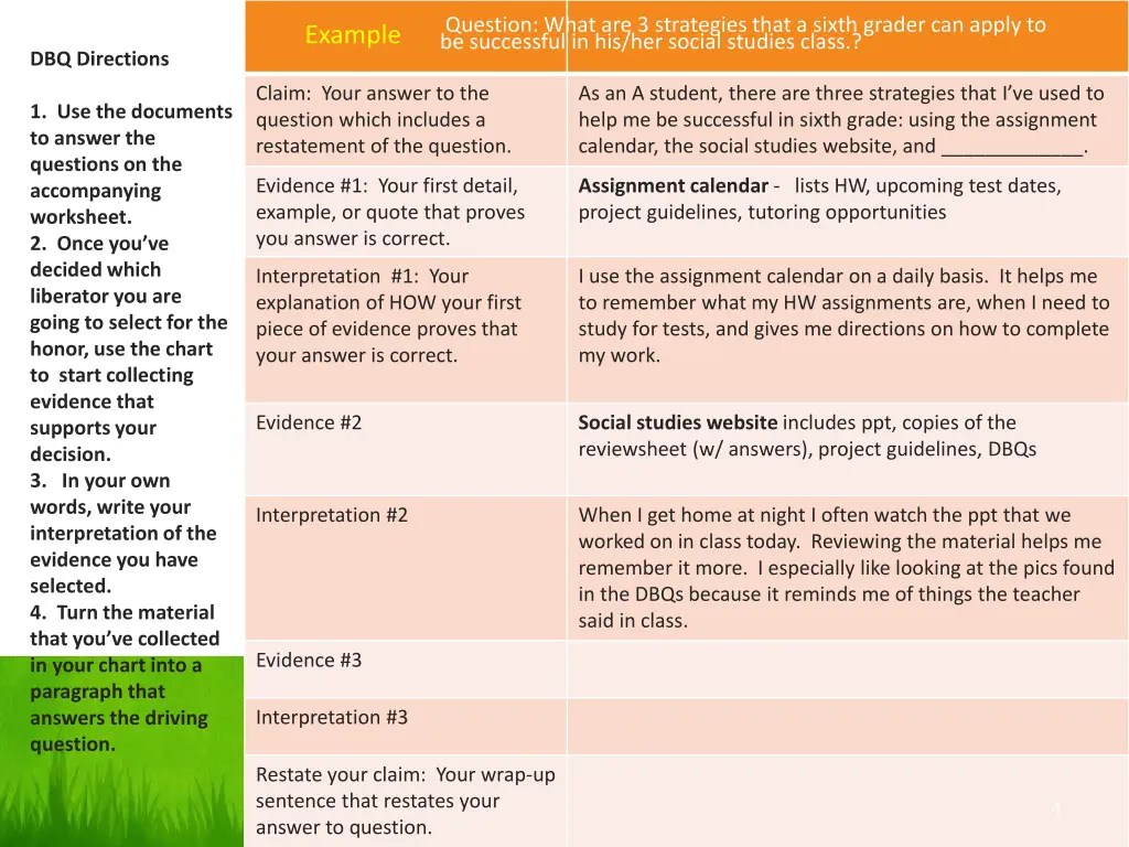 question what are 3 strategies that a sixth