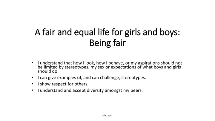 a fair and equal life for girls and boys a fair