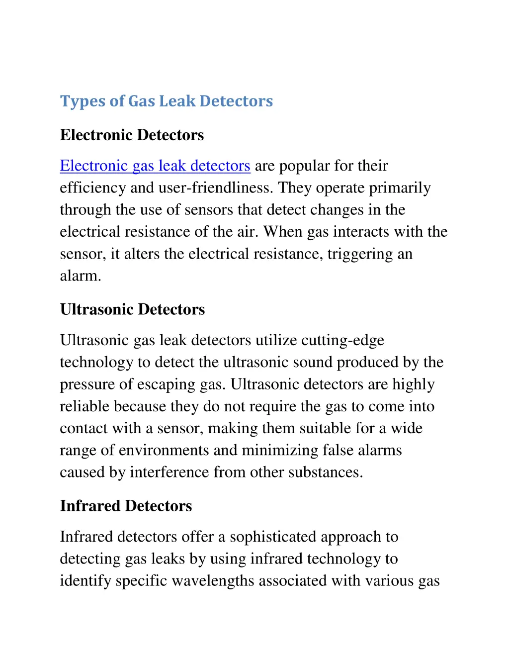types of gas leak detectors