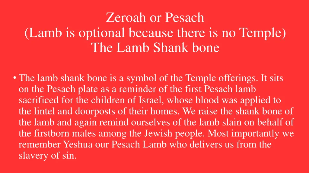 zeroah or pesach