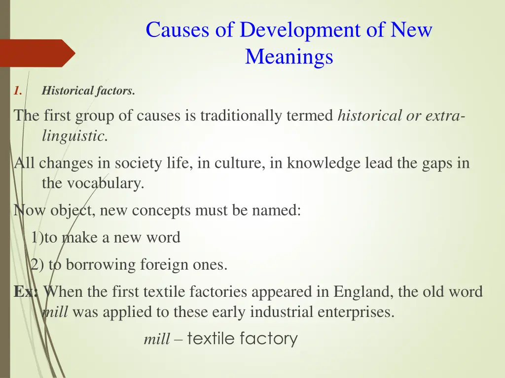 causes of development of new meanings