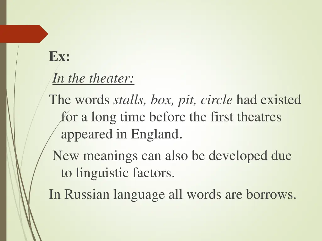 ex in the theater the words stalls box pit circle