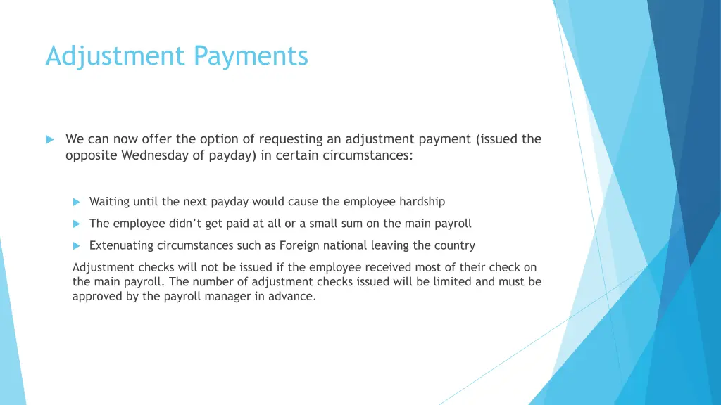 adjustment payments