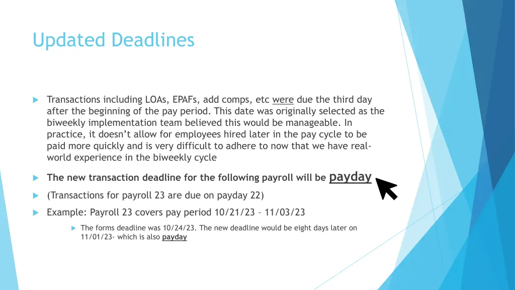 updated deadlines