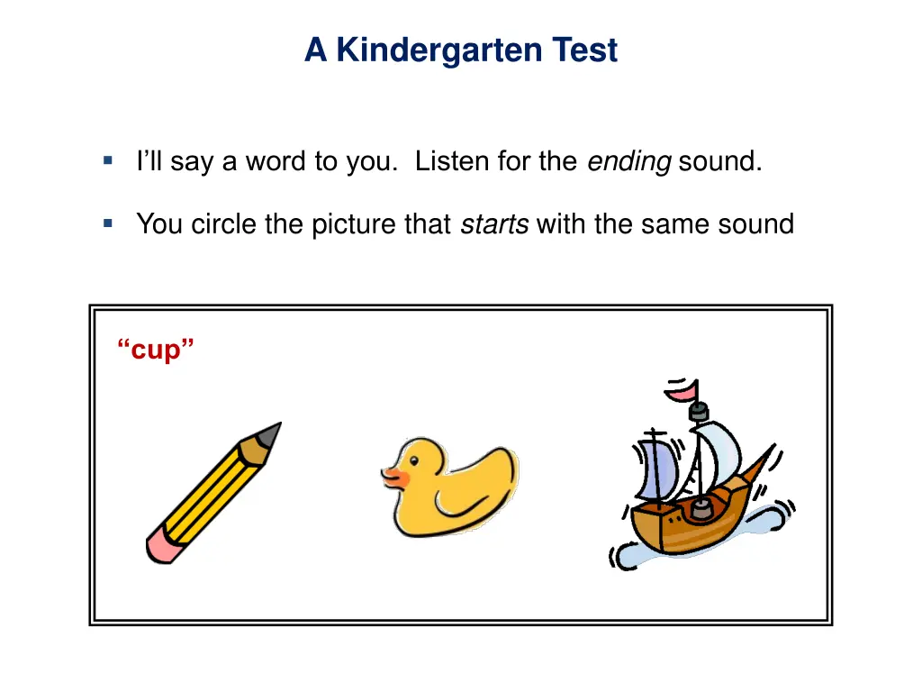 a kindergarten test
